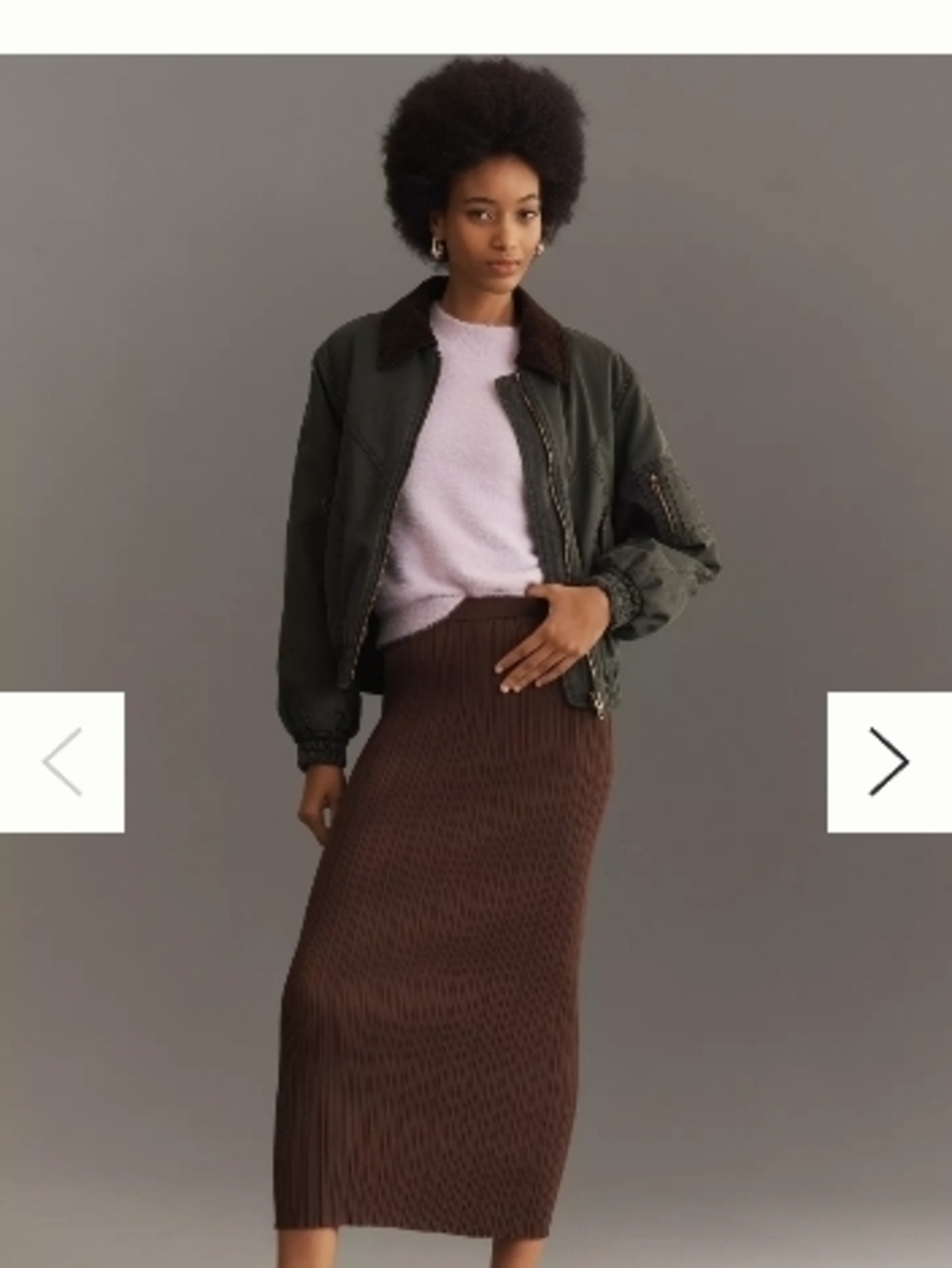 NWT Anthropologie WAYF Ribbed Knit Midi Skirt in Dark Brown Sz MED